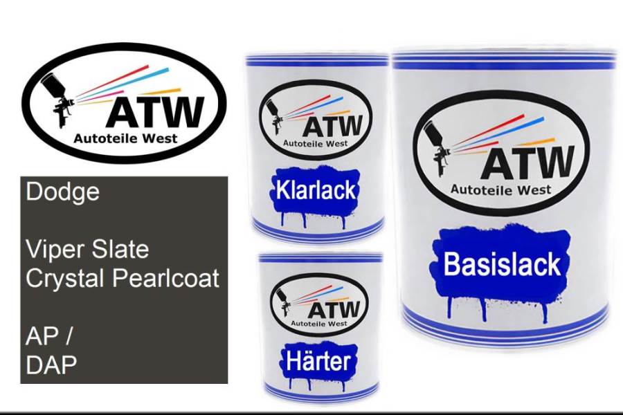 Dodge, Viper Slate Crystal Pearlcoat, AP / DAP: 1L Lackdose + 1L Klarlack + 500ml Härter - Set, von ATW Autoteile West.